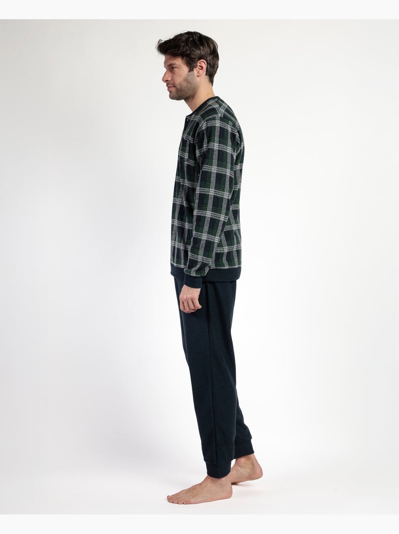 Pyjama à manches longues et patte de boutonnage émeraude pour homme ADMAS MAGNIFIC Bleu marine - Kiabi