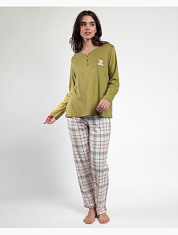 Pyjama à manches longues et patte de boutonnage Smile Everyday pour femme ADMAS