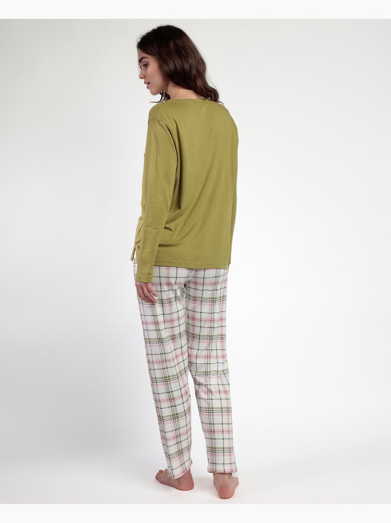 Pyjama à manches longues et patte de boutonnage Smile Everyday pour femme ADMAS Vert olive - Kiabi