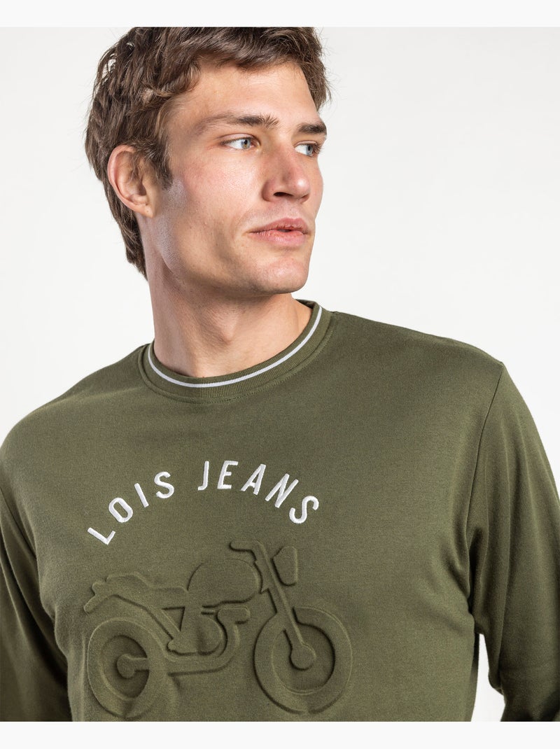 Pyjama à manches longues gaufré pour homme LOIS Kaki - Kiabi