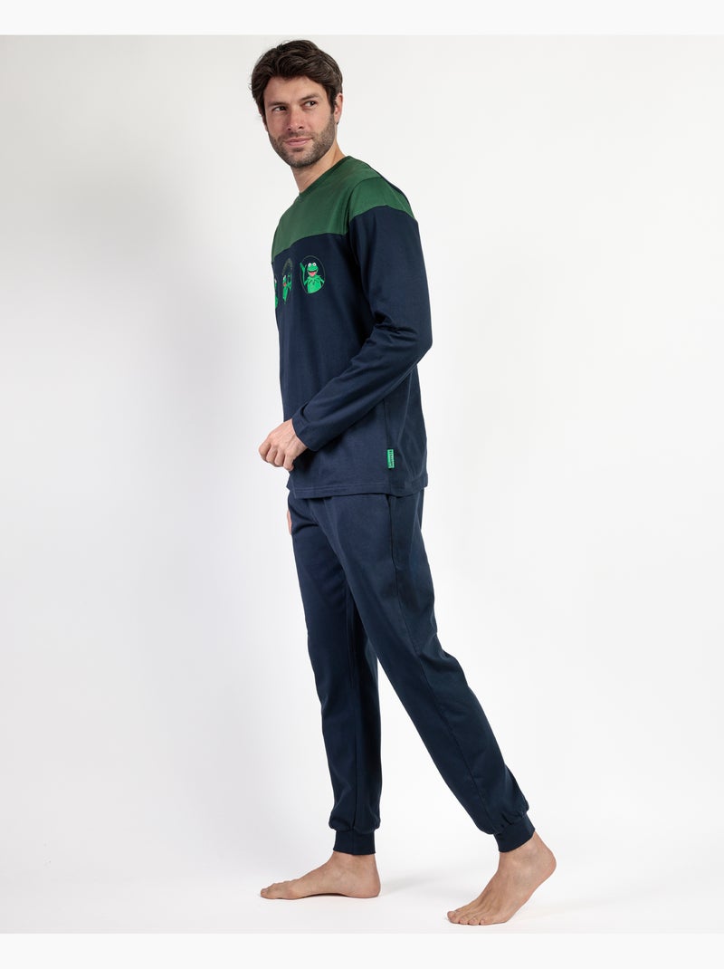 Pyjama à manches longues Kermit la grenouille DISNEY MUPPETS pour homme Bleu marine - Kiabi