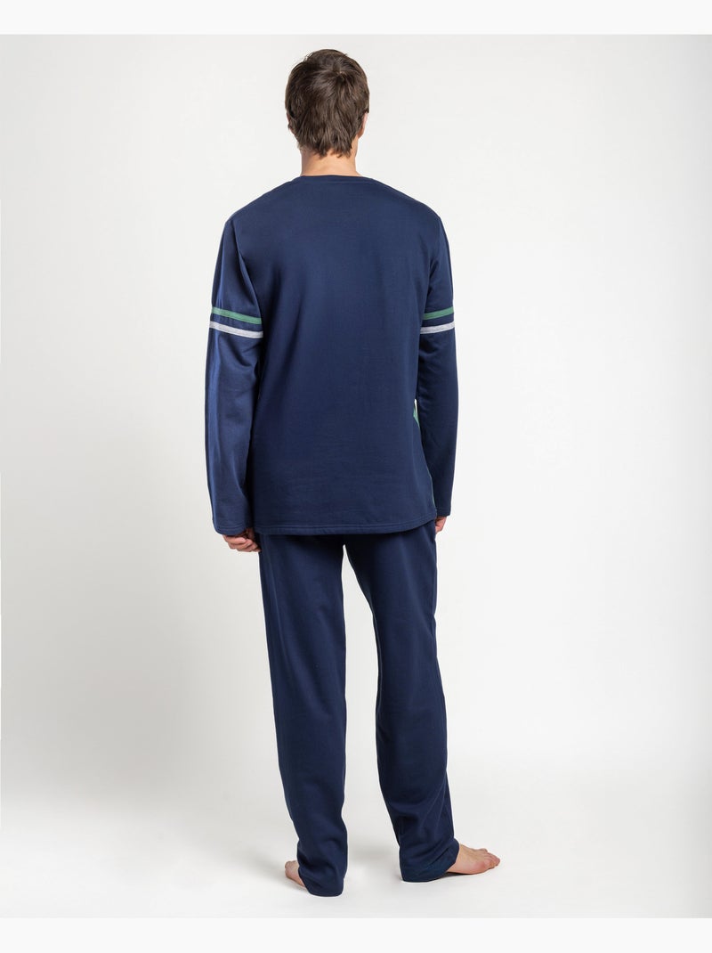 Pyjama à manches longues LOIS pour homme, style preppy Bleu marine - Kiabi