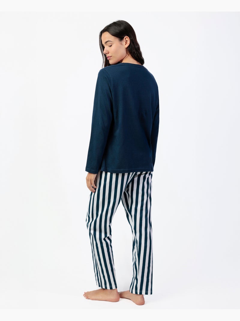 Pyjama à manches longues Love Sailor pour femme de PEANUTS Bleu marine - Kiabi