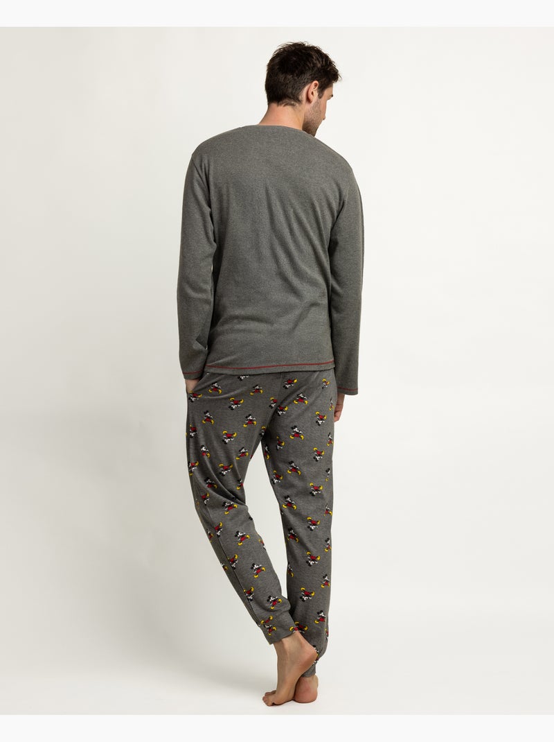 Pyjama à manches longues Mickey Mouse pour homme DISNEY Gris chiné - Kiabi
