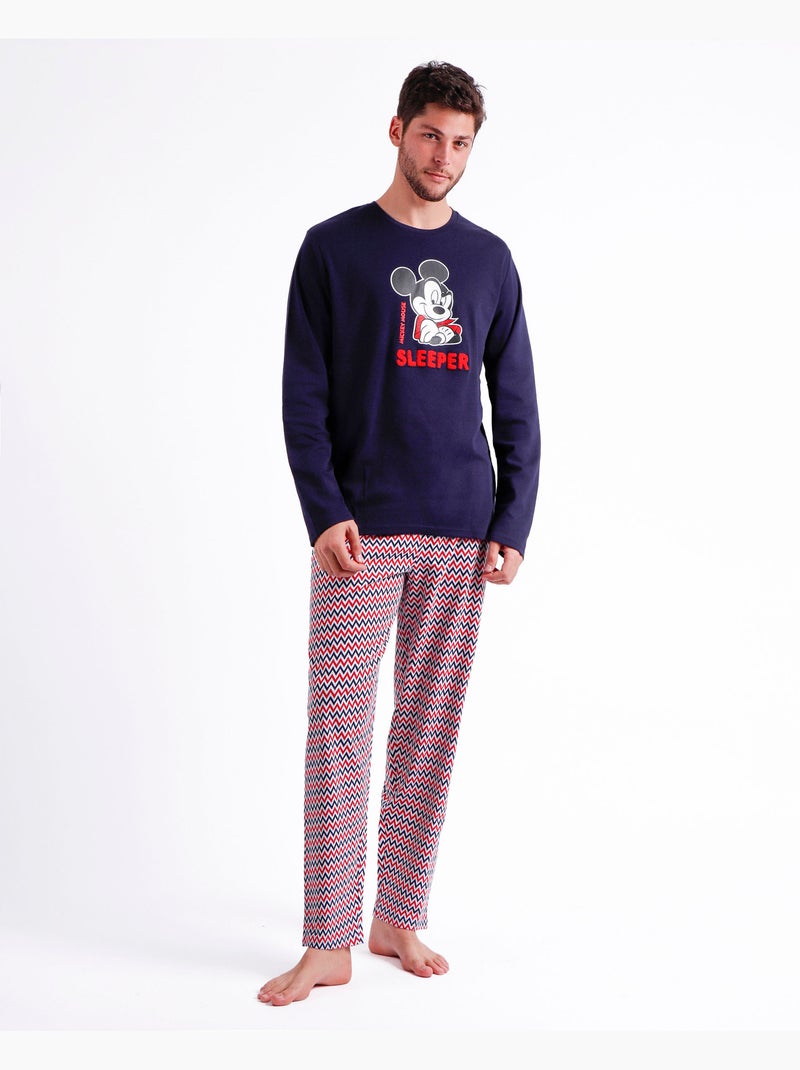 Pyjama à manches longues Mickey Zigzag pour homme DISNEY Bleu marine - Kiabi