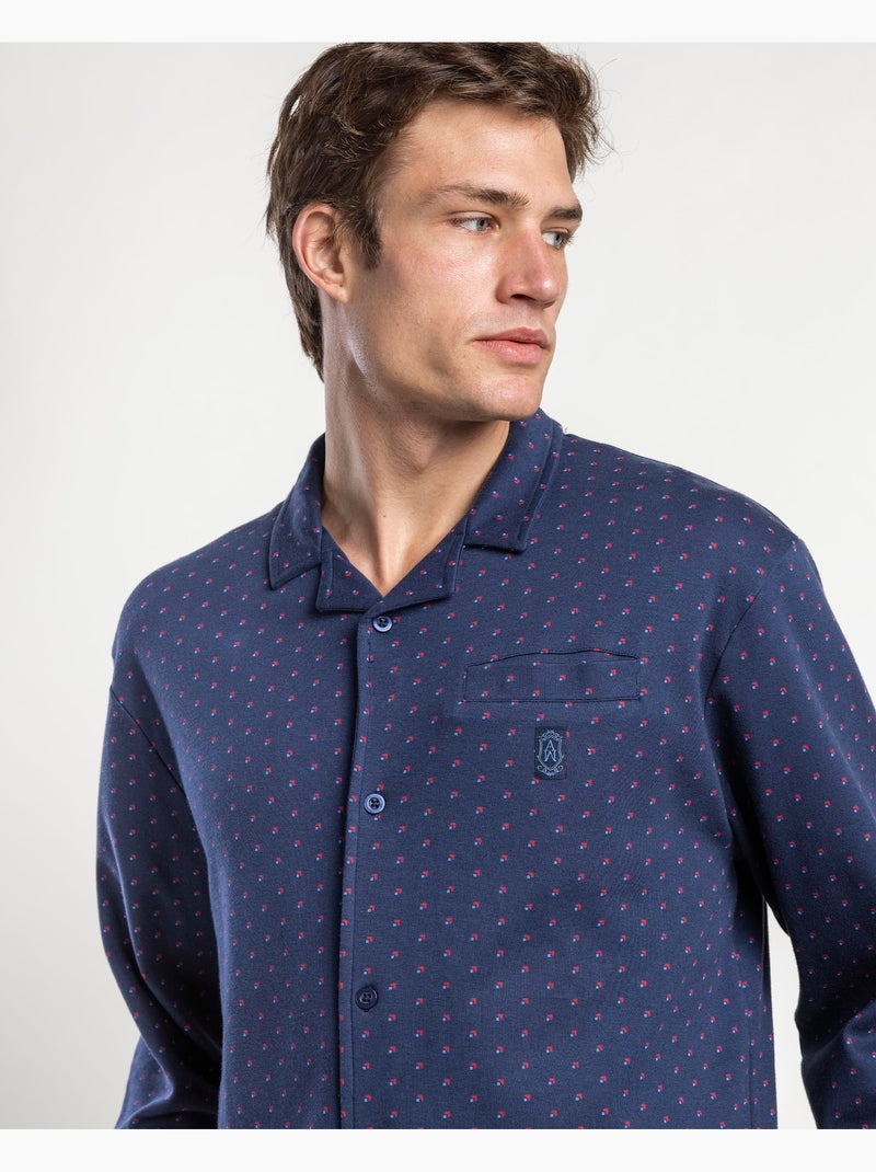 Pyjama à manches longues ouvert pour homme ADMAS CLASSIC Bleu marine - Kiabi