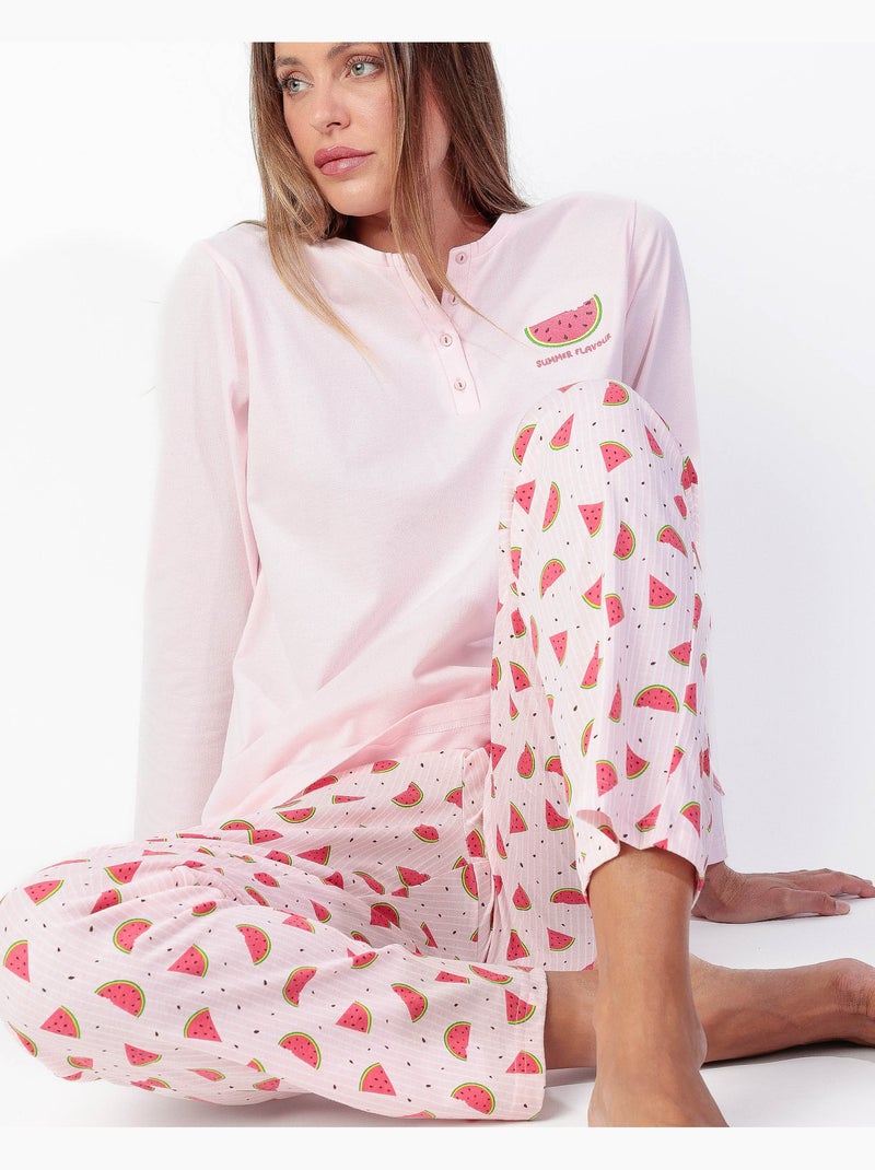 Pyjama à manches longues pastèque pour femme ADMAS Rose - Kiabi