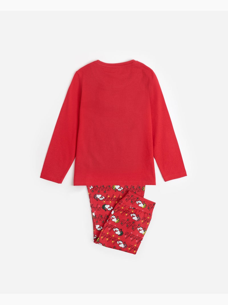 Pyjama à manches longues PEANUTS Ho Ho Ho pour fille Rouge - Kiabi