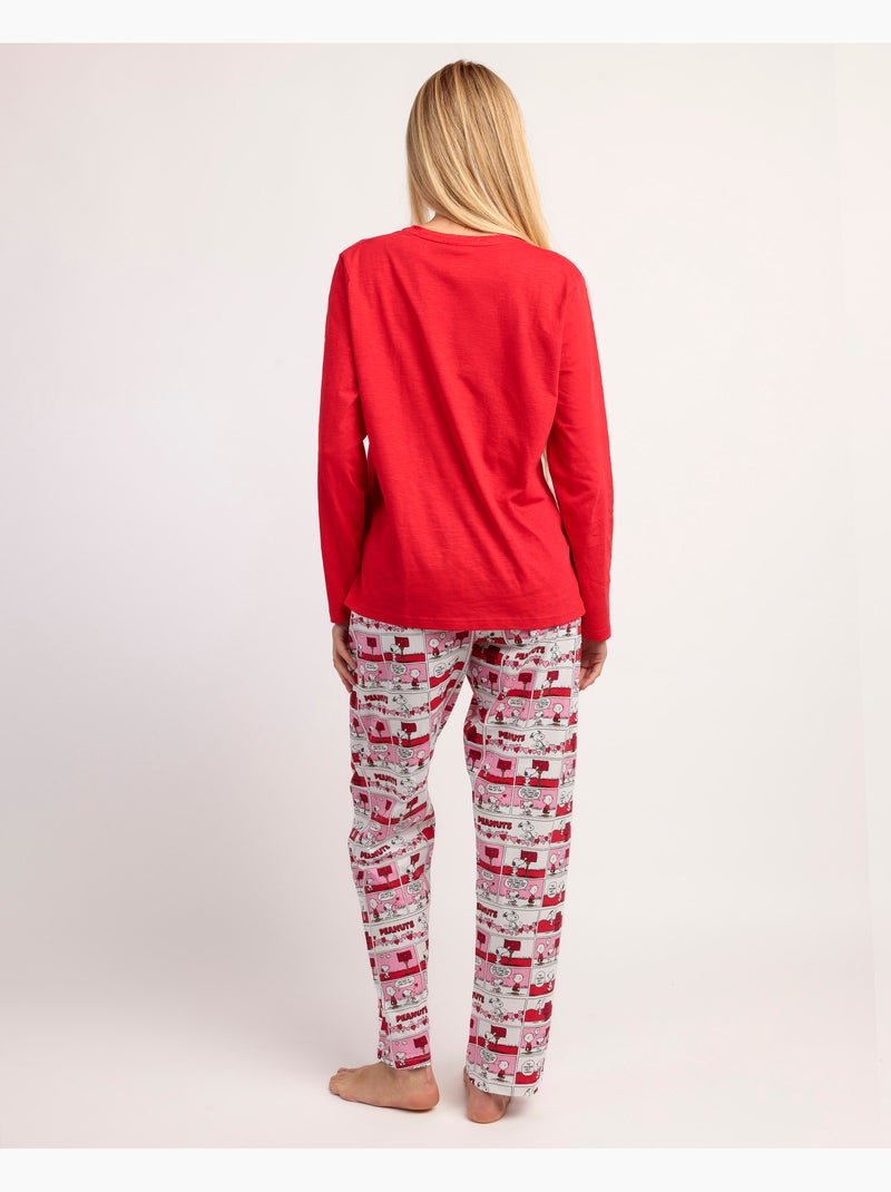 Pyjama à manches longues PEANUTS pour femme, motif Love Valentines Rouge - Kiabi