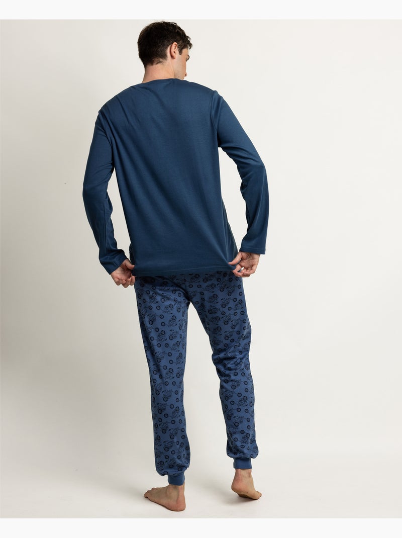 Pyjama à manches longues PEANUTS Speed Club pour homme Bleu denim - Kiabi