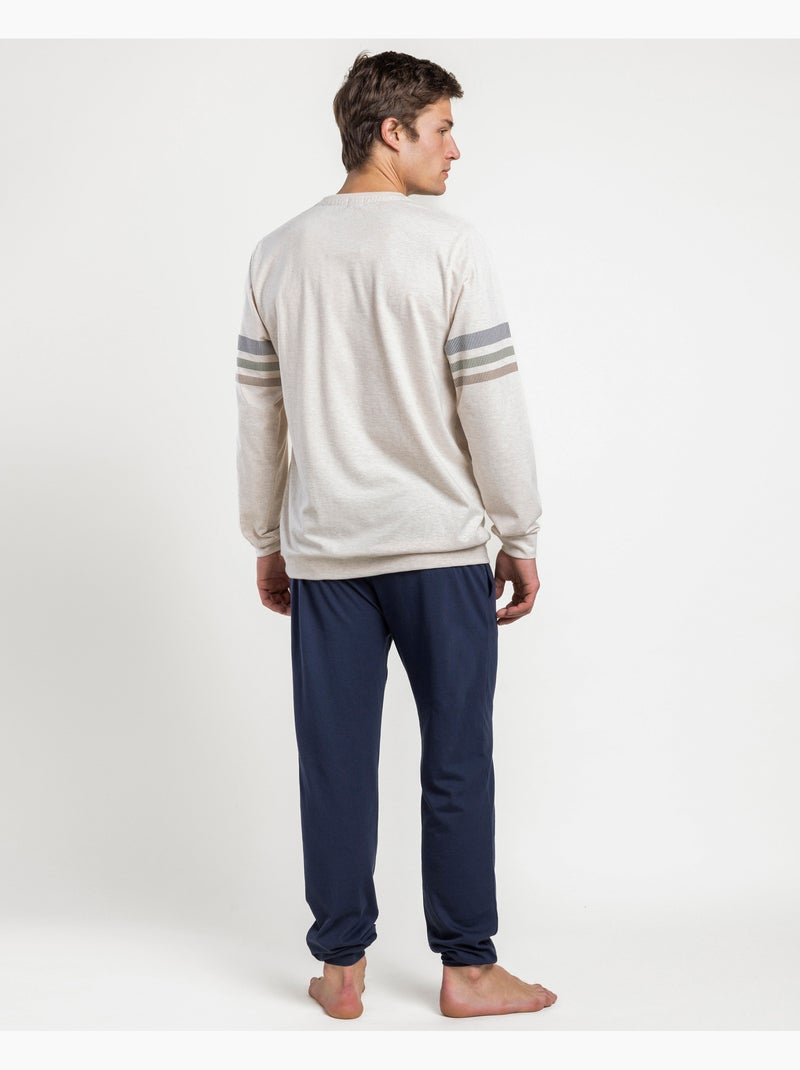 Pyjama à manches longues planétaire pour homme NEW PLAN Beige - Kiabi