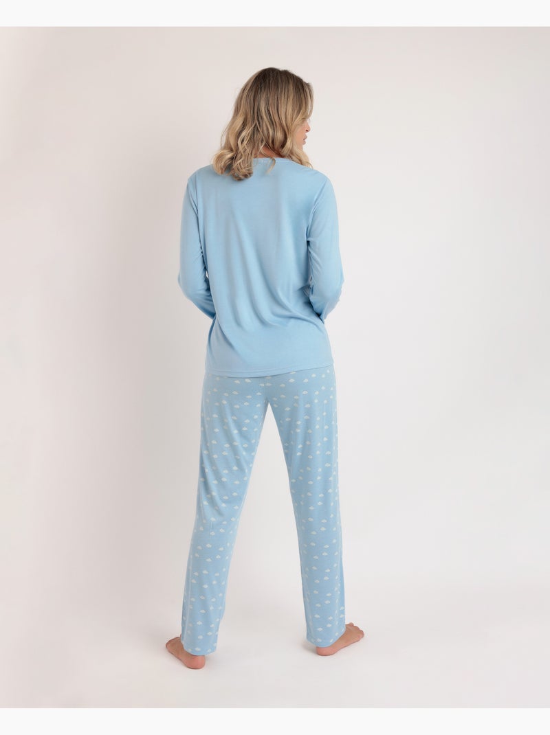 Pyjama à manches longues pour femme > Bleu - Kiabi