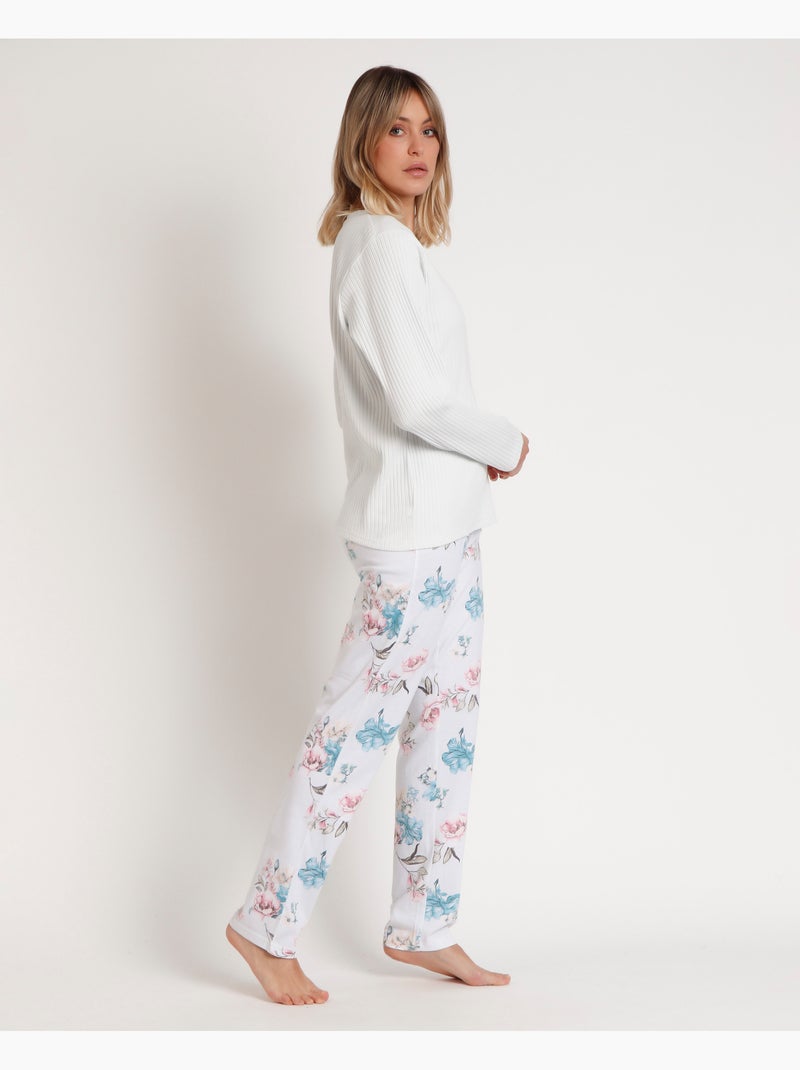 Pyjama à manches longues pour femme ADMAS GARDEN French Garden Vert d'eau - Kiabi