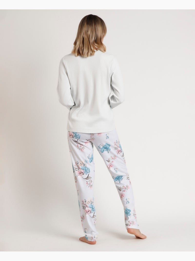 Pyjama à manches longues pour femme ADMAS GARDEN French Garden Vert d'eau - Kiabi