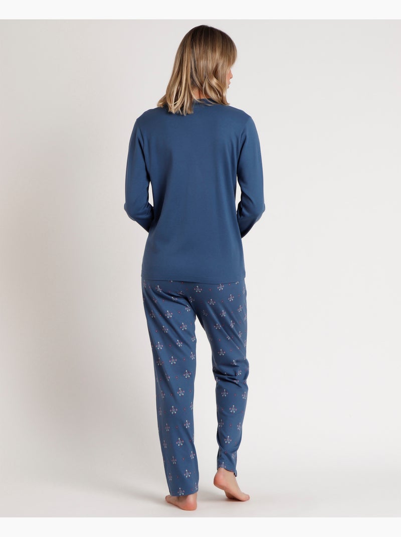 Pyjama à manches longues pour femme ADMAS GARDEN Let's Get Lost Bleu - Kiabi