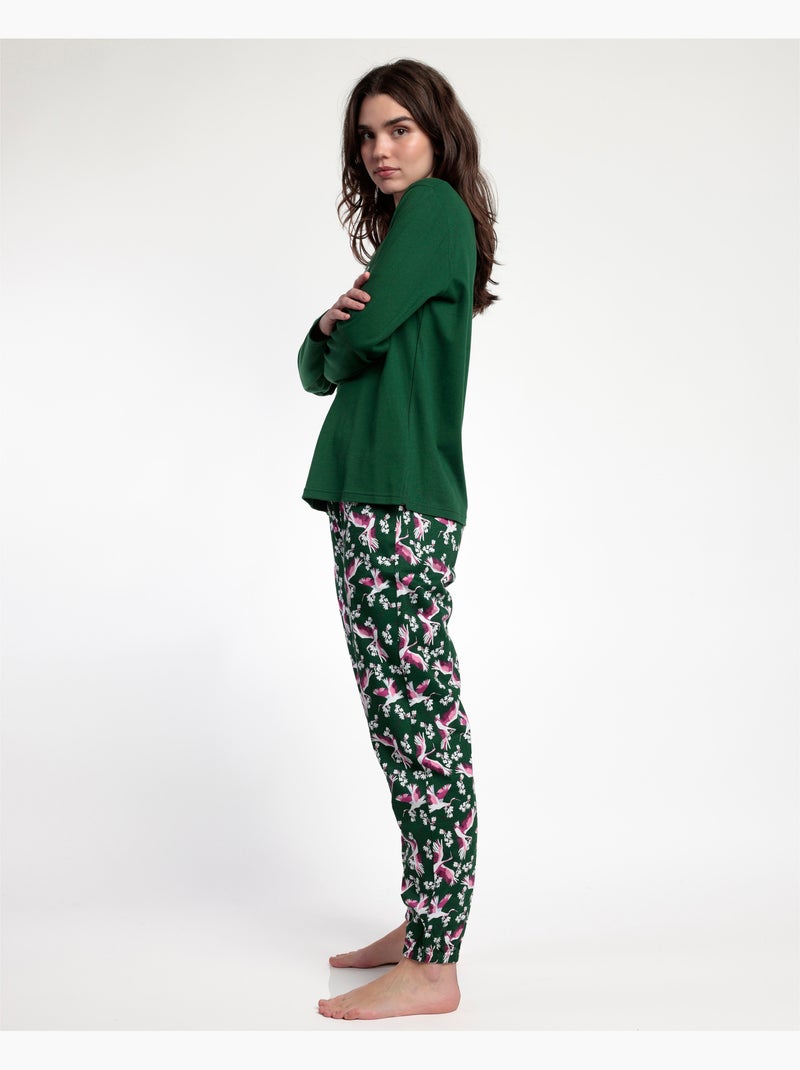 Pyjama à manches longues pour femme ADMAS GARDEN Wild Nature Vert - Kiabi