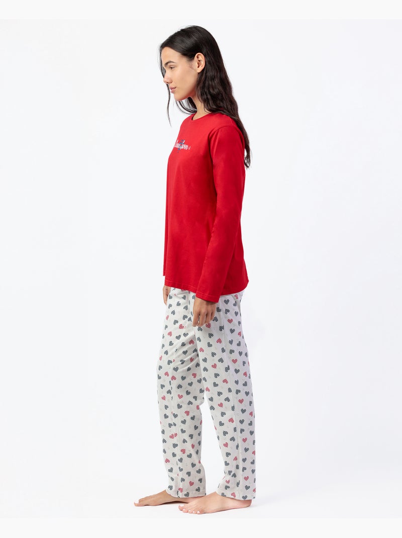 Pyjama à manches longues pour femme ADMAS Ocean Lover Rouge - Kiabi