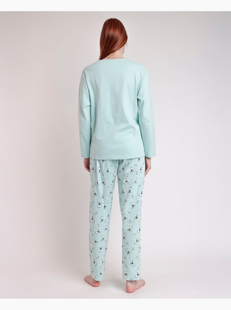 Pyjama à manches longues pour femme PEANUTS Sleep Society Bleu - Kiabi