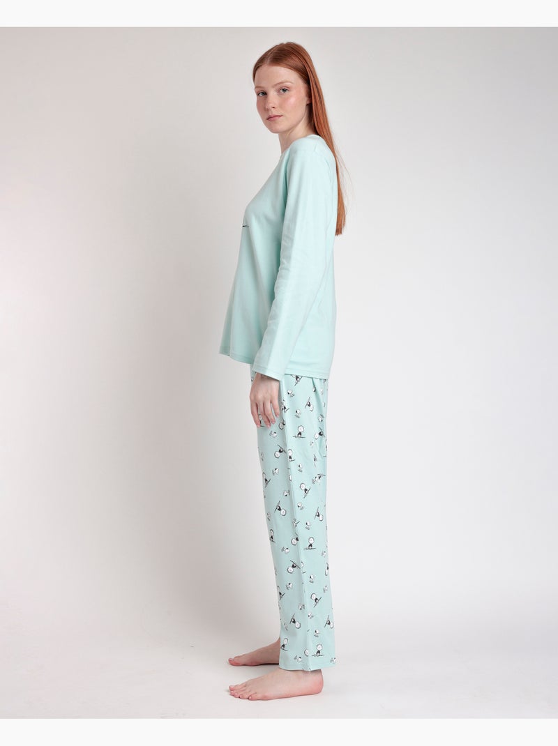 Pyjama à manches longues pour femme PEANUTS Sleep Society Bleu - Kiabi