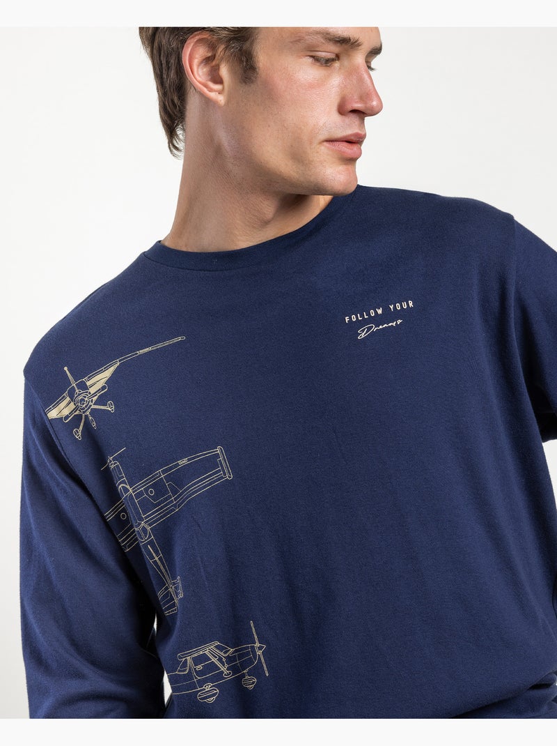 Pyjama à manches longues pour homme ADMAS > Bleu marine - Kiabi
