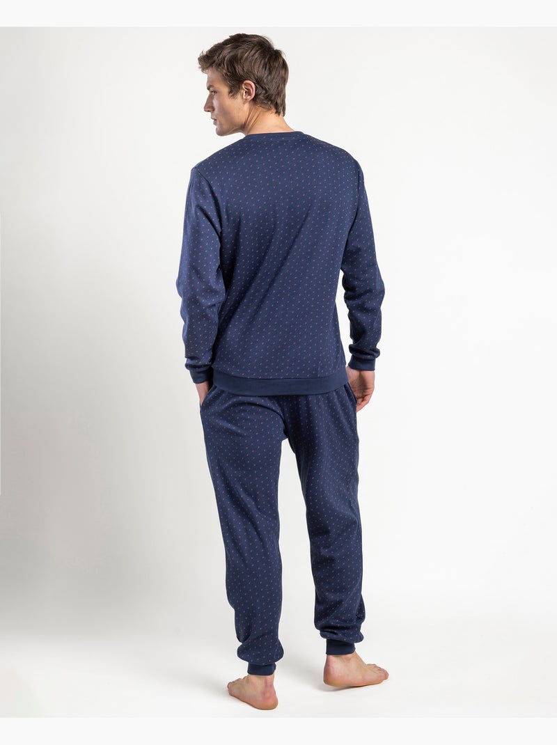 Pyjama à manches longues pour homme ADMAS CLASSIC Edges Bleu marine - Kiabi