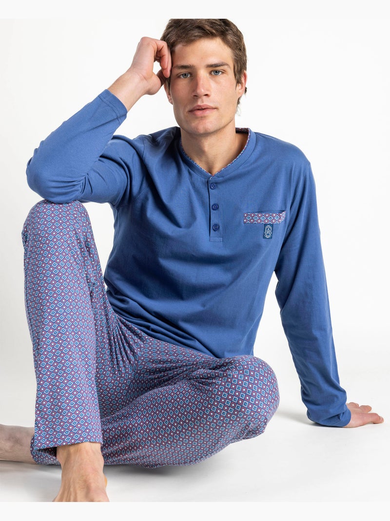 Pyjama à manches longues pour homme ADMAS CLASSIC Sterling Bleu - Kiabi