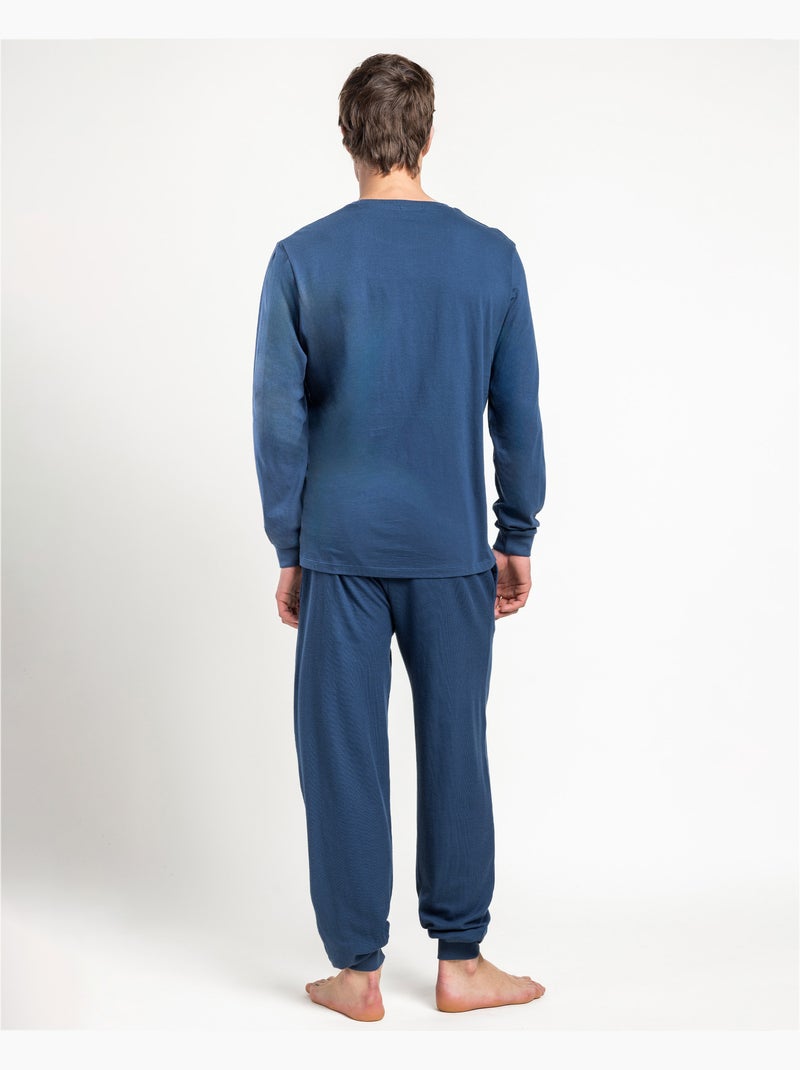 Pyjama à manches longues pour homme ADMAS HOME en nid d'abeille Bleu - Kiabi