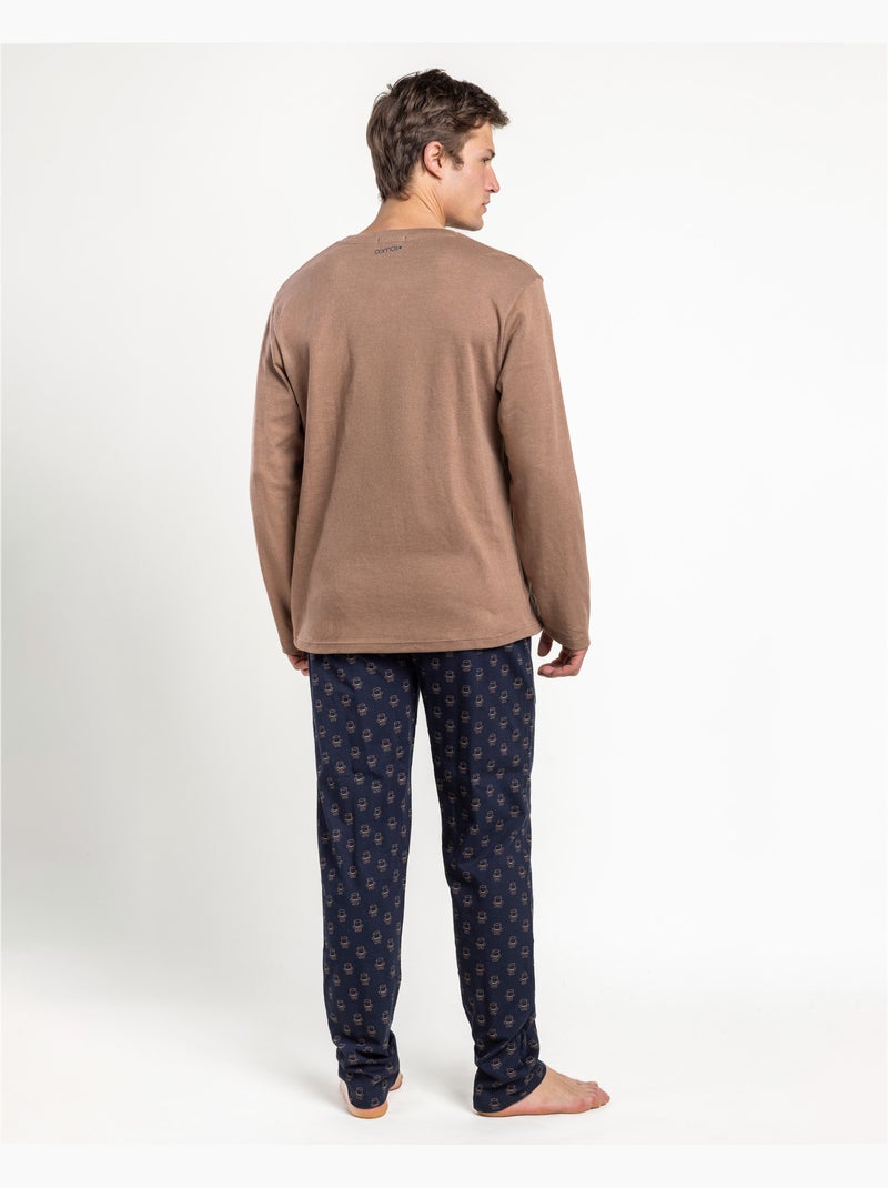 Pyjama à manches longues pour homme ADMAS Marron - Kiabi
