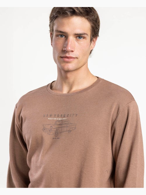 Pyjama à manches longues pour homme ADMAS, marron, New York - Kiabi