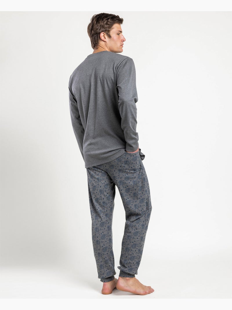 Pyjama à manches longues pour homme ANTONIO MIRO à motif cachemire Gris chiné - Kiabi