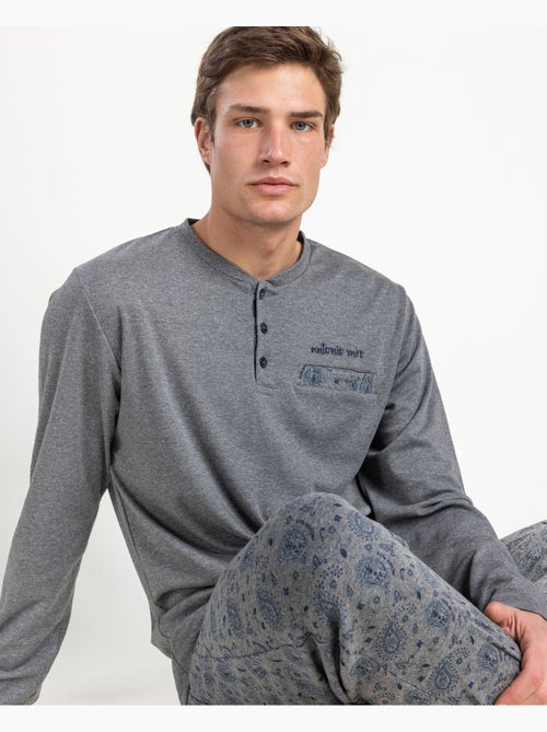 Pyjama à manches longues pour homme ANTONIO MIRO à motif cachemire - Kiabi