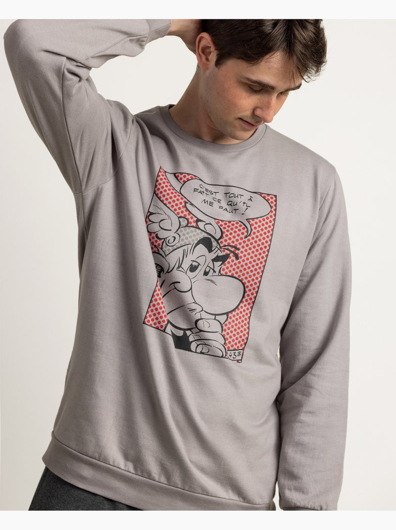 Pyjama à manches longues pour homme ASTERIX à pois Gris - Kiabi