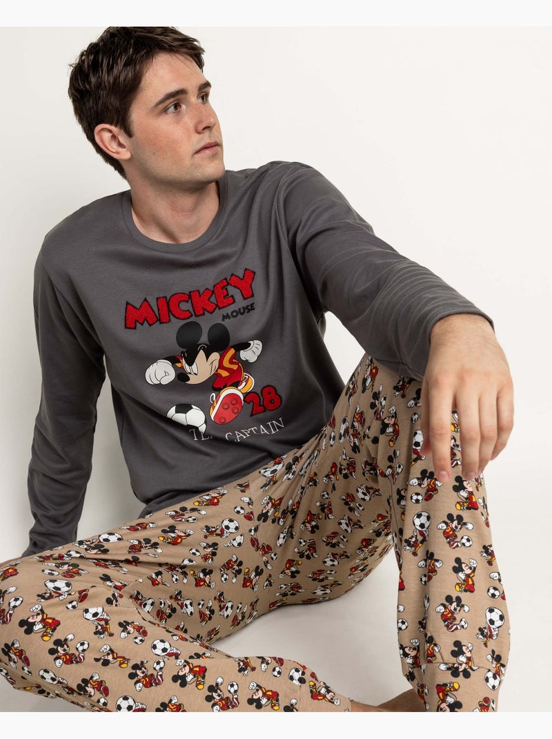 Pyjama à manches longues pour homme DISNEY, modèle capitaine d'équipe Gris foncé - Kiabi