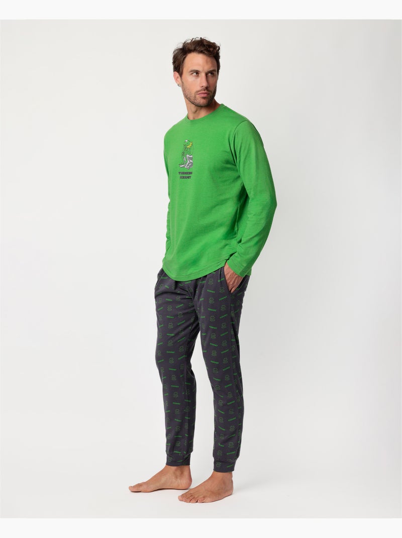 Pyjama à manches longues pour homme Disney Muppets Thinking Kermit Vert - Kiabi