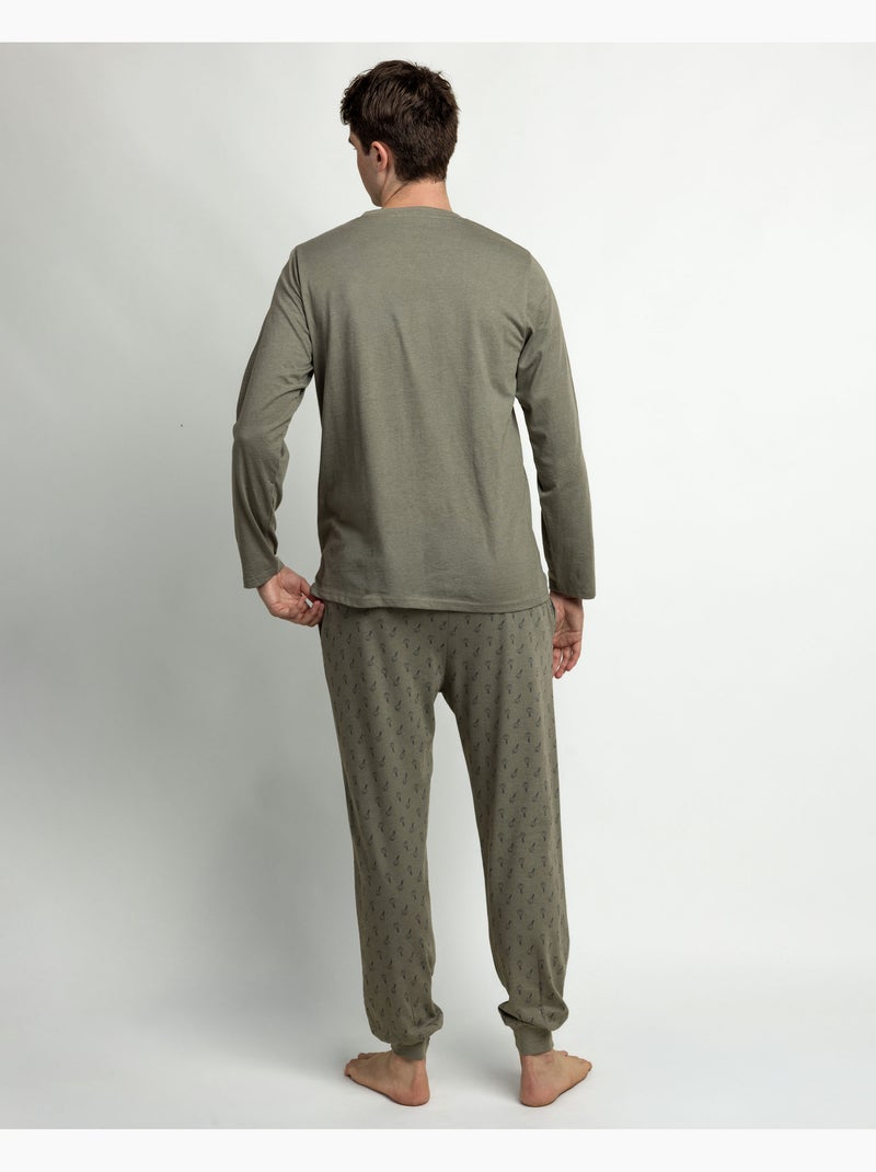 Pyjama à manches longues pour homme Keys, RESTEZ CHEZ VOUS Kaki - Kiabi