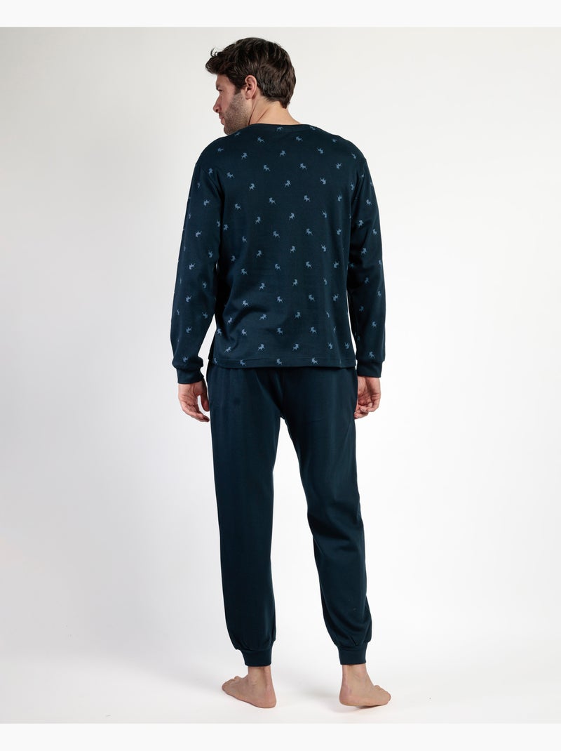 Pyjama à manches longues pour homme LOIS Snow Bleu marine - Kiabi