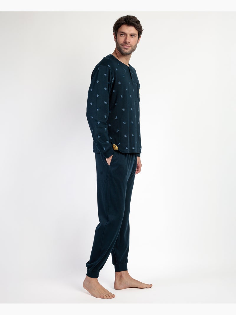 Pyjama à manches longues pour homme LOIS Snow Bleu marine - Kiabi