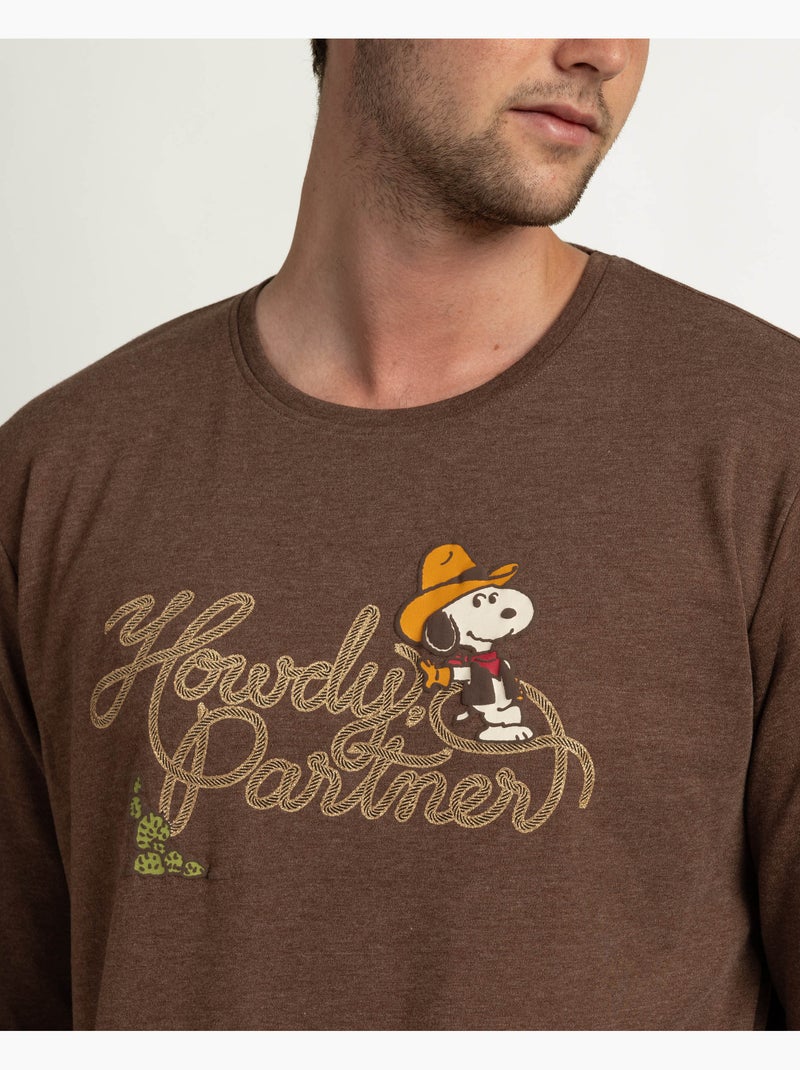 Pyjama à manches longues pour homme PEANUTS Country Club Marron chocolat - Kiabi