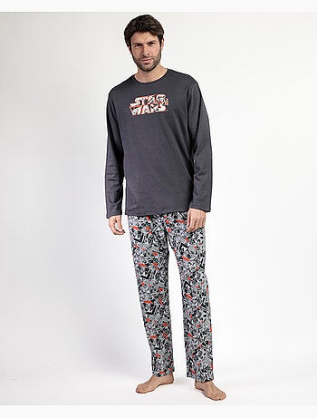 Pyjama à manches longues pour homme STAR WARS, motif bande dessinée noir et blanc