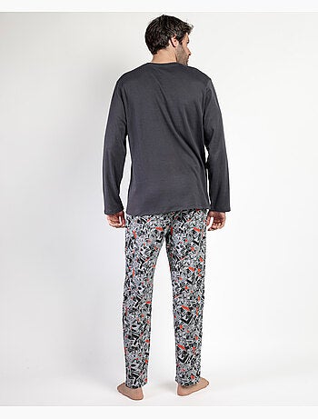 Pyjama à manches longues pour homme STAR WARS, motif bande dessinée noir et blanc