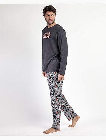 Pyjama à manches longues pour homme STAR WARS, motif bande dessinée noir et blanc