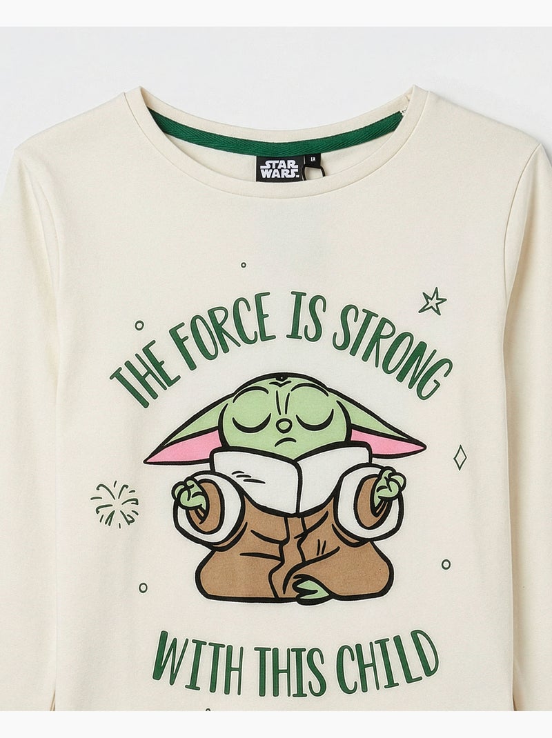 Pyjama à manches longues STAR WARS MANDALORIAN Grogu mignon pour filles Ecru - Kiabi
