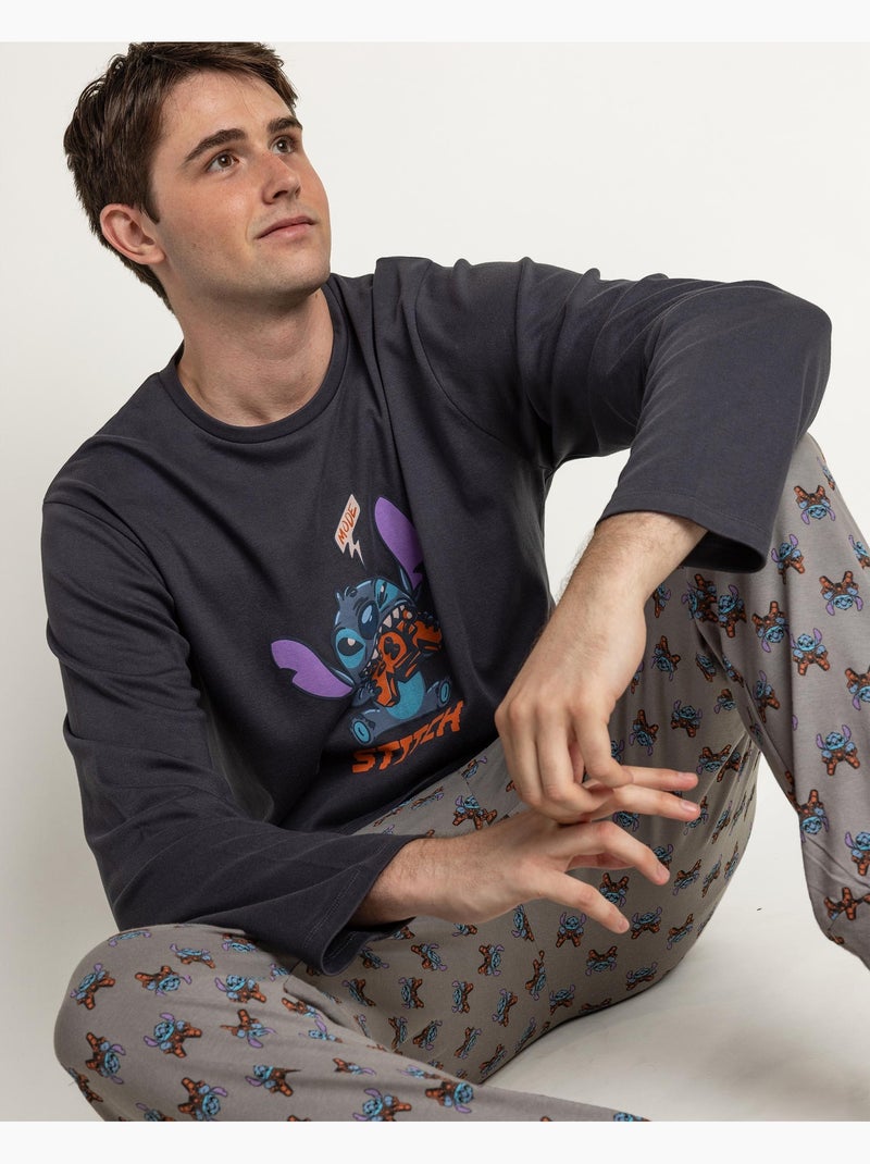 Pyjama à manches longues Stitch Arcade pour homme de Disney Gris foncé - Kiabi