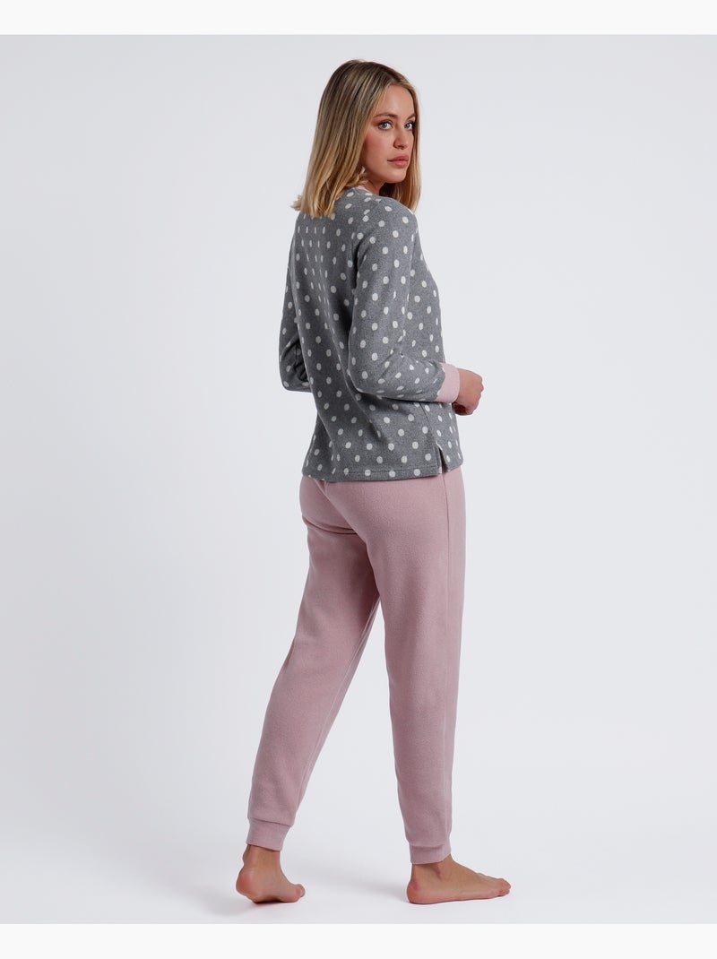 Pyjama à manches longues Sweet Dots pour femme ADMAS A Gris chiné - Kiabi