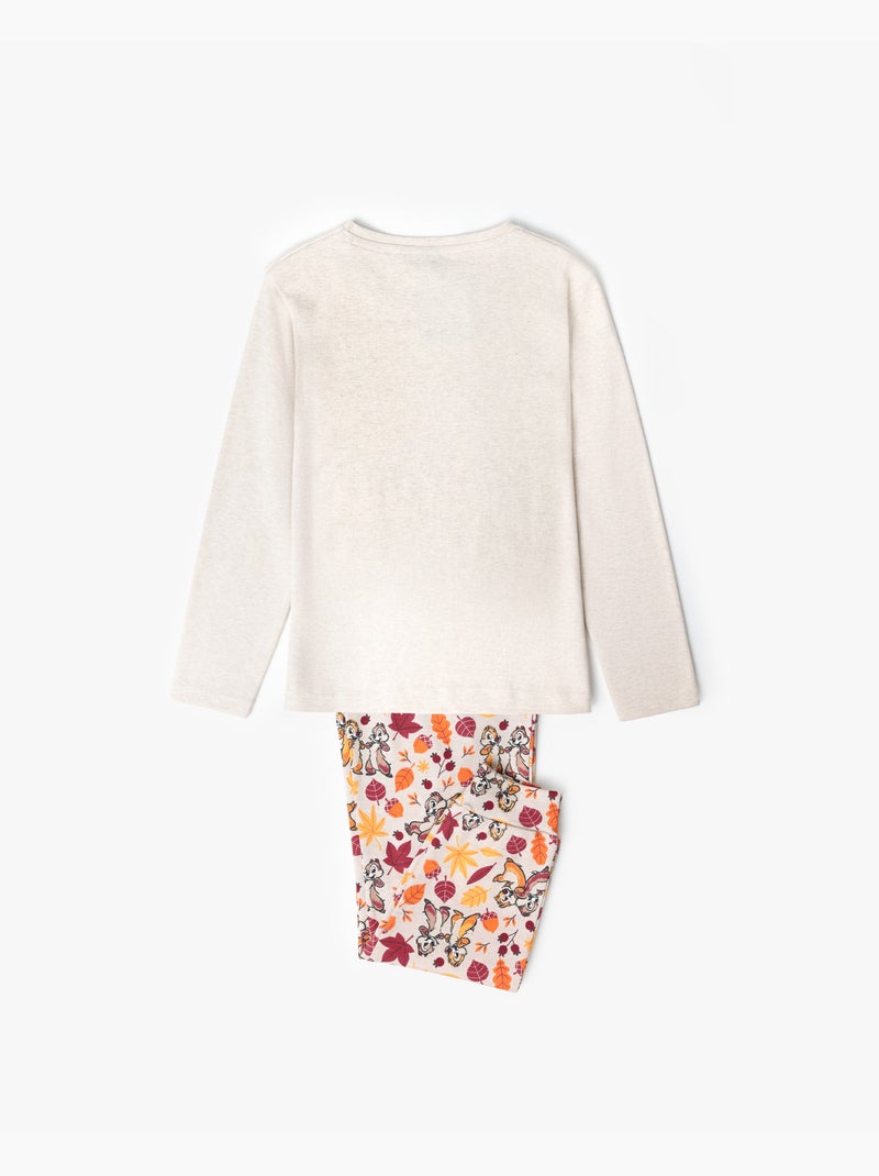Pyjama à manches longues Tic et Tac pour fille Disney Beige - Kiabi