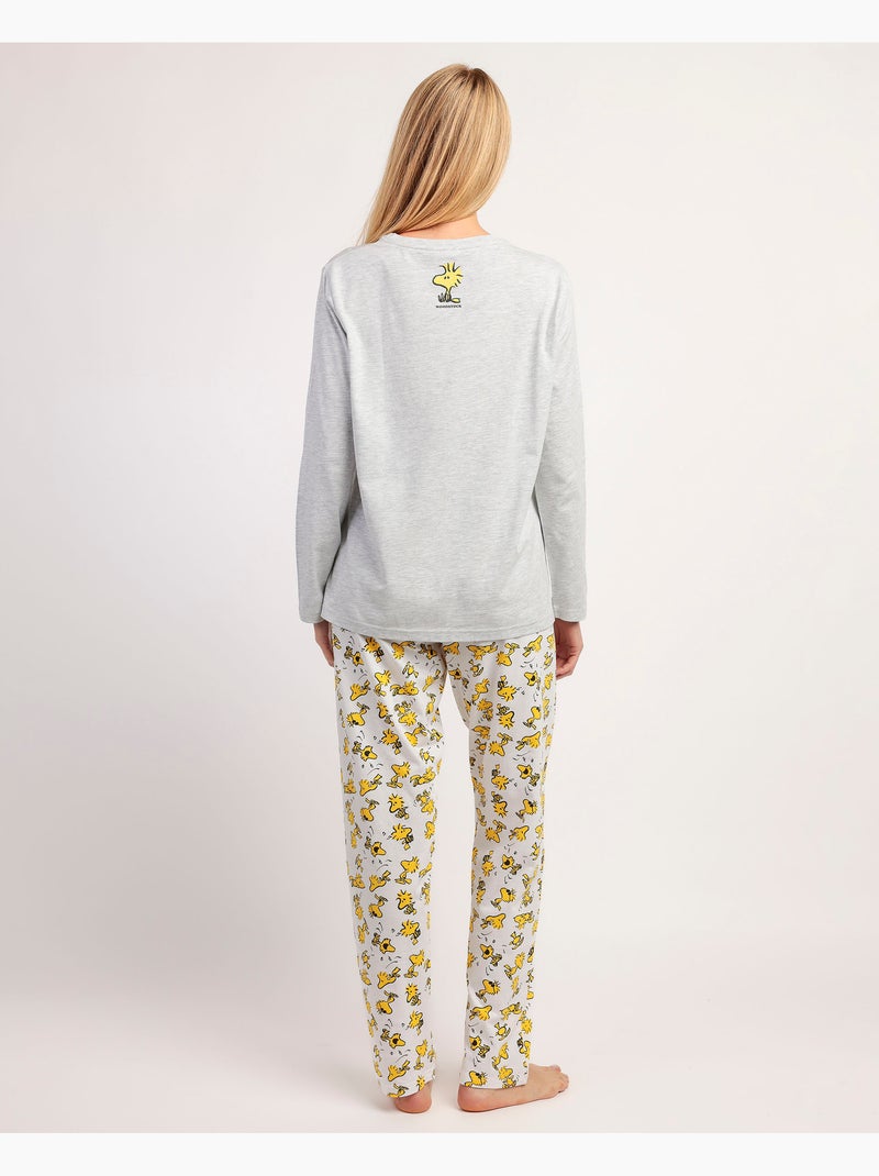 Pyjama à manches longues Woodstock pour femme de PEANUTS Gris chiné - Kiabi