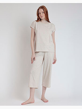 Pyjama à manches tombantes en coton biologique à pois ADMAS CLASSIC pour femme