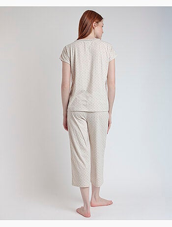 Pyjama à manches tombantes en coton biologique à pois ADMAS CLASSIC pour femme