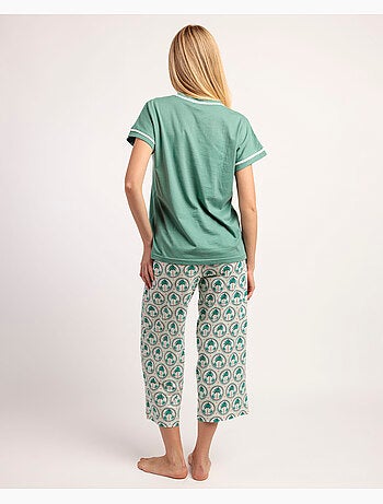 Pyjama à manches tombantes en mosaïque de palmiers pour femme ADMAS