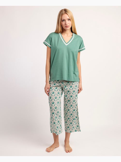 Pyjama à manches tombantes en mosaïque de palmiers pour femme ADMAS - Kiabi Pyjama à manches tombantes en mosaïque de palmiers pour femme ADMAS - Kiabi